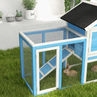 PawHut 49" Wooden Rabbit Hutch with Slant Roof and Run - Light Blue-Heavy duty wire keeps your bunnies inside and safe while keeping other animals out 