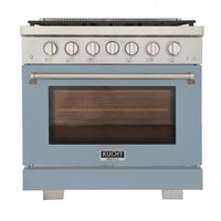 Kucht 36" KFX-X Series Pro Style Propane Gas Range - Stainless Steel/Light Blue-New true simmer burners for precise low heat cooking