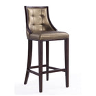 Manhattan Comfort - Tabouret de bar Fifth Avenue 19" traditionnel en similicuir bronze et noyer - lot de 3-Coutures rectangulaires raffinées