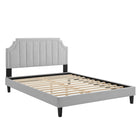 Modway Sienna Performance Velvet Queen Platform Bed - Light Grey-Queen Platform Bed