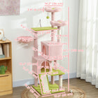 PawHut - Arbre à chat fleur 62 po avec 2 condos, lits, hamac - perchoir en peluche-Recouvert de peluche douce type teddy, offrant un endroit chaleureux et confortable pour se reposer 