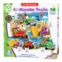 University Games The Learning Journey My First Puzzle: 4-in-a-box: Monster Trucks - Fun Monster Truck-Themed Matching Game - Monster Truck Recognition Puzzle For Kids-Builds tactile, motor, thinking, and learning skills