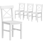 HOMCOM - Chaises de salle à manger en bois style ferme avec dossier croisé - blanc - lot de 4-Emballé en lot de quatre pour le dîner, les conversations et plus encore