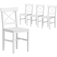 HOMCOM - Chaises de salle à manger en bois style ferme avec dossier croisé - blanc - lot de 4-Emballé en lot de quatre pour le dîner, les conversations et plus encore