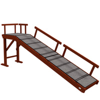 PawHut - Rampe pour chien en bois 73 po de long pour grands chiens - brun-Quatre garde-corps amovibles assurent la sécurité sur la rampe 