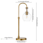 Hudson&Canal Verona 27" Tall Arc Table Lamp with Glass Shade - Brushed Brass/Seeded-Includes a 6 ft. cord with rocker switch