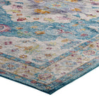 Modway - Success Médaillon vintage floral vieilli Anisah Tapis 4 pi l x 6 pi L - Bleu ivoire clair, jaune, orange-Haute densité / Tissé à la machine