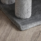 PawHut 19" 3-Step Cat Stairs with Toy - Light Grey-Material: Particleboard, Flannel, Carpet Cloth 