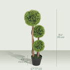 HOMCOM 35" Artificial Boxwood Triple Ball Topiary Trees - Green - 2 Pack-Robust nursery pots provide stable bases 
