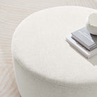 Modway - Callum Grand tissu rond tissé en bruyère de 29" Rembourré Ottoman - Ivoire à tissage de bruyère-Glissements au pied sans marquer