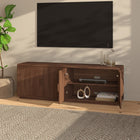 Hudson&Canal Mero Rectangular Fluted TV Stand for TV's up to 75" - Satin Walnut-Features easy assembly