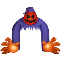 GEMMY - Arche gonflable d'Halloween en forme de citrouille avec lumières tourbillonnantes-La tête de Jack-o'-lantern s'illumine avec des lumières tournoyantes et tourbillonnantes.