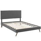 Modway Camille Fabric Queen Platform Bed with Round Splayed Legs - Grey-Fine Polyester Upholstery