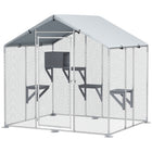 PawHut 79" L Extra Large Metal Catio Outdoor Enclosure - Silver-Spacious 36.6 sq. ft (3.4 ㎡) area comfortably fits five cats and a reclining chair 