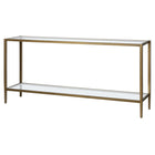 Hudson&Canal - Console Hera 64" de largeur avec étagère en verre - Laiton brossé-Le dessus a une capacité de poids de 45 lb, l'étagère peut supporter 25 lb