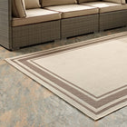 Modway Rim Solid Border Indoor/Outdoor Area Rug - 5 ft W x 8 ft L - Light/Dark Beige-Gripping Rubber Underside 