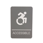 Headline Sign - Enseigne ADA avec symbole accessible en mouvement dynamique, 6" x 9", gris/blanc-Gris avec symboles et lettres blancs