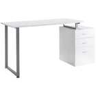 HOMCOM 47.2" Computer Desk with Multi-Use Reversible File Drawer - White-The file cabinet can be assembled on the left or right side, or even outside the desk. 4 ways to install this office desk to meet your different needs