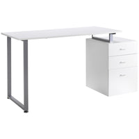 HOMCOM 47.2" Computer Desk with Multi-Use Reversible File Drawer - White-The file cabinet can be assembled on the left or right side, or even outside the desk. 4 ways to install this office desk to meet your different needs