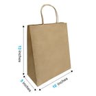 Reliabag Paper Bags - Twist Handles - 10" W x 5" D x 13" H - Kraft - 250 Pack-Re-enforced Twisted Twine Handles