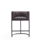 Manhattan Comfort - Cosmopolitan tabouret de comptoir moderne du milieu du siècle de 23,7" en similicuir rembourré - galet et noir - lot de 2-Conception ouverte en demi-cercle avec finition arrière serrée