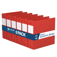 Davis Group Premium Economy Binder - Round Ring - 3" - Red - 6 Pack-3 Ring Binder
