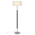 Hudson&Canal - Lampadaire Simone à 2 lumières avec abat-jour en tissu - Noir mat/Nickel poli/Blanc-Conçu pour deux ampoules à incandescence de 100 W - ampoules LED de 9 W, ampoules fluorescentes (CFL) de 23 W ou ampoules LED à ballast automatique de 9 W, ampoules à culot E26, ampoules non incluses