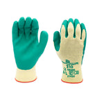 Atlas Natural Rubber Latex Rough Grip Glove - Poly/Cotton Liner - Green/Yellow - Medium -10-gauge seamless knit poly/cotton liner