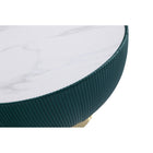 Manhattan Comfort - Table basse moderne Anderson 28,15 po en similicuir vert-Caractéristiques Socle Rond Moderne Doré