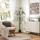 HOMCOM 5.9' Artificial Wisteria Tree with Natural Wood - Purple-Colour: Purple, Green 