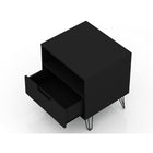 Manhattan Comfort Rockefeller 20.08" Mid-Century Modern 1-Drawer Nightstand 2-Piece Set - Black-Perfect for Storage or Display Items
