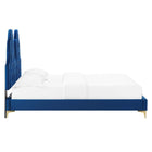 Modway Alexandria Tufted Performance Velvet Twin Platform Bed - Navy-Gold Metal Legs With Non-Marking Caps