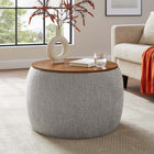 Modway Perla Woven Heathered Fabric Upholstered Storage Ottoman - Heathered Weave/Wheat-Heathered Fabric Upholstery
