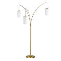 Hudson&Canal Aspen 3-Light Torchiere Floor Lamp with Fabric Shade - Brass/White-Modern and contemporary design for your living room, office space, bedroom, or reading nook