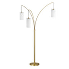 Hudson&Canal - Lampadaire torchère Aspen à 3 lumières avec abat-jour en tissu - Laiton/blanc-Design moderne et contemporain pour votre salon, bureau, chambre ou coin lecture