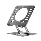 Uncaged Ergonomics RISE Swivel Adjustable Laptop & Phone Stand Riser Bundle - Silver-Swivel Laptop Stand raises laptops approximately 7.5 inches off the desk.