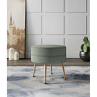 Manhattan Comfort Bailey 18.11" Mid-Century Modern Polyester Blend Upholstered Ottoman - Sage Green with Gold Legs-Solid Wood Frame for Durability and Functionality