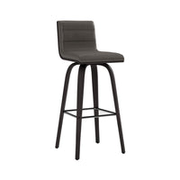 Armen Living - Vienna Tabouret de Bar Pivotant de 76 cm de Hauteur en Finition Bois Noir avec Similicuir Gris-La fonction pivotante fluide à 360 degrés permet une mobilité maximale. Son mécanisme de rotation douce vous permet de changer de direction sans effort, faisant de ce tabouret votre nouvelle assise préférée à la maison.