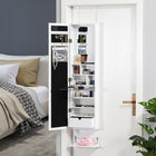 HOMCOM Mirror Jewelry Cabinet - 12.5" L x 5.3" W x 51.2" H - White-18 LED bulbs around the door frame offer bright lights when dressing up 