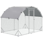 PawHut Galvanized Large Metal Chicken Coop Cage - 9.2' x 6.2' x 6.5' - Silver-Shady roof keeps pets cool, dry, comfortable, and protected from the rain and UV rays 