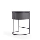 Manhattan Comfort Cosmopolitan 23.7" Mid-Century Modern Faux Leather Upholstered Counter Stool - Grey and Black - 2 Pack-Seat Height: 25.5"