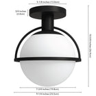 Hudson&Canal - Plafonnier semi-encastré Cieonna de 23,5 cm de large avec abat-jour en verre - Bronze noirci/blanc-Nettoyer avec un chiffon doux et sec, sans produits chimiques agressifs ni produits de nettoyage abrasifs