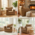 HOMCOM - Fauteuil d’appoint en cuir PU avec assise large - coussin à ressorts - pieds en bois - 2 coussins pour salon - brun-Dimensions totales : 43,3 po l x 30,3 po p x 31,5 po H (110 x 77 x 80 cm)  
