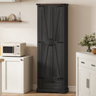 HOMCOM 71" H Pantry Cabinet with 2 Doors - Black-Veneered surface resists moisture and keeps cleaning effortless 