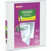 Avery® - Reliure de présentation durable à anneaux obliques en D, 1 po, blanc-Les panneaux avant et arrière plus larges couvrent complètement les onglets et séparateurs standard