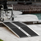 HOMCOM rampe pour fauteuil roulant 6 pi avec revêtement antidérapant pour mobilité en scooter - argent-Idéal pour franchir les trottoirs, escaliers, porches 