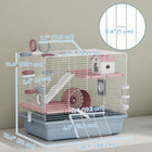 PawHut 17" H 3-Tier Small Animal Cage with Excerise Wheel, Food Bowl, Water Bottle, House, Tunnels and Ramps - Blue-Comes with all essential accessories, providing a complete starter kit for you 