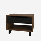 Nexera Barista Nightstand with 1-Drawer And Folding Door - Black & Truffle-1 open shelf for decorative pieces