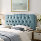 Modway - Annabel Touffe de diamant Performance Velvet Tête de lit Queen, Bleu clair-Tissu résistant aux taches durable