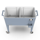 Permasteel 80 qt Retro Rolling Patio Cooler with Divider - Blue-Drain plug allows for easy emptying of melted ice and excess water